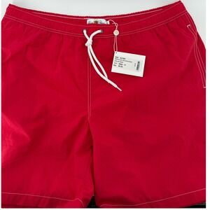 Alan Paine Swim Shorts Mens 2XL Red Reston Plain Long Contrast Stitch NWT